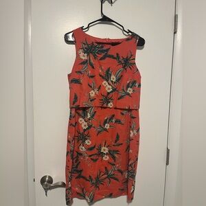 Ivanka Trump Coral Linen Tropical Sleeveless Sheath Dress